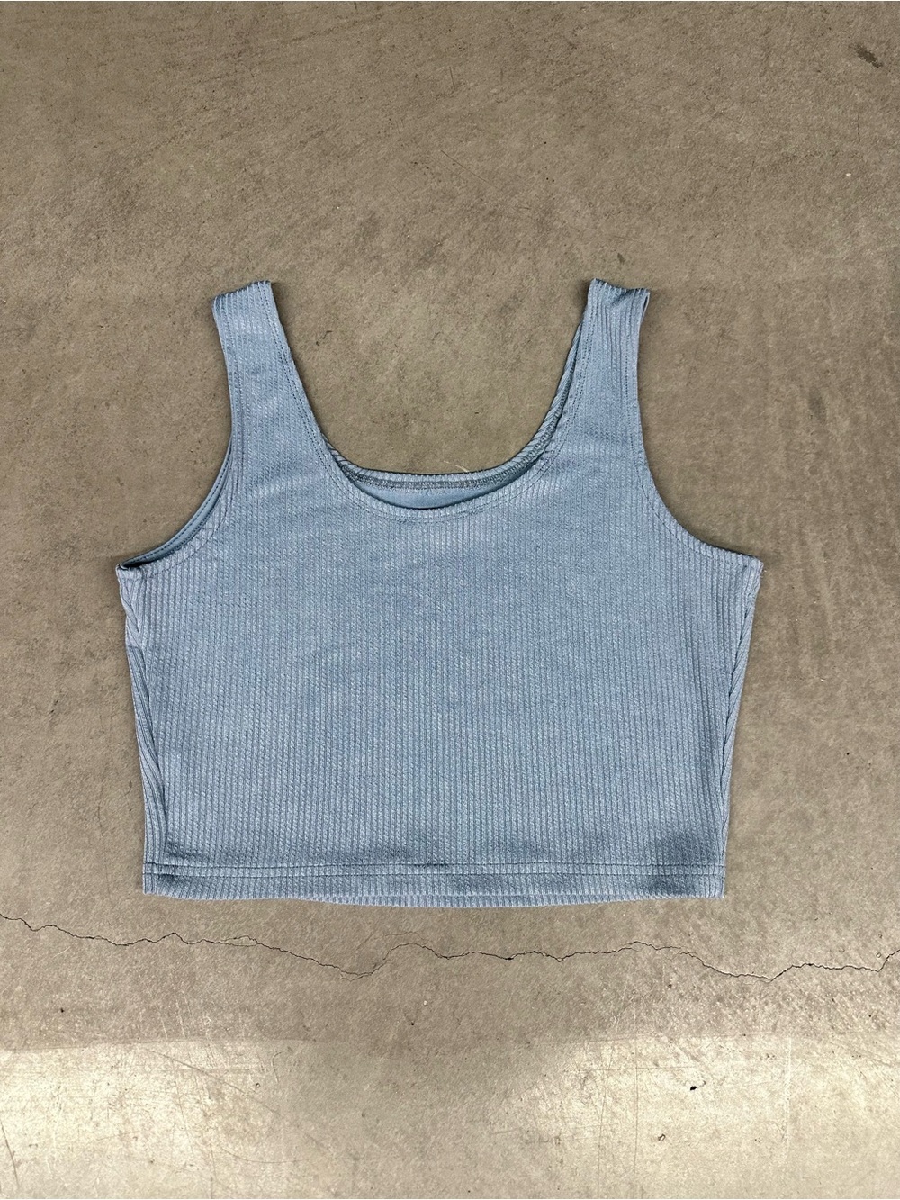 Sleeveless Ribbed Crop Tank Top - Light Blue